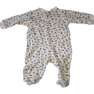 Vintage Miniwear Footed Pjs Jammies All Over Zoo Animals Snaps Baby 6/9M